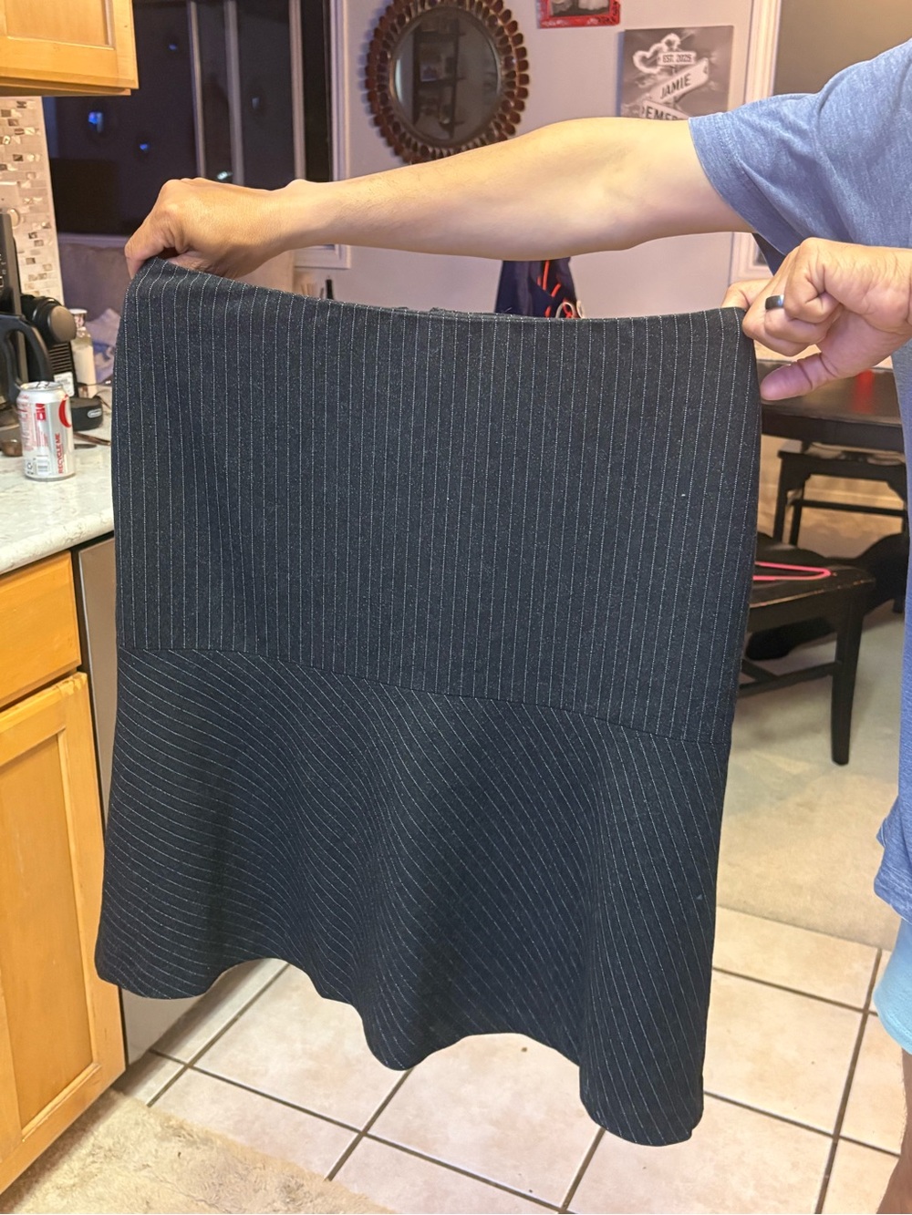 mac & jac Black Pinstripe A-Line Skirt